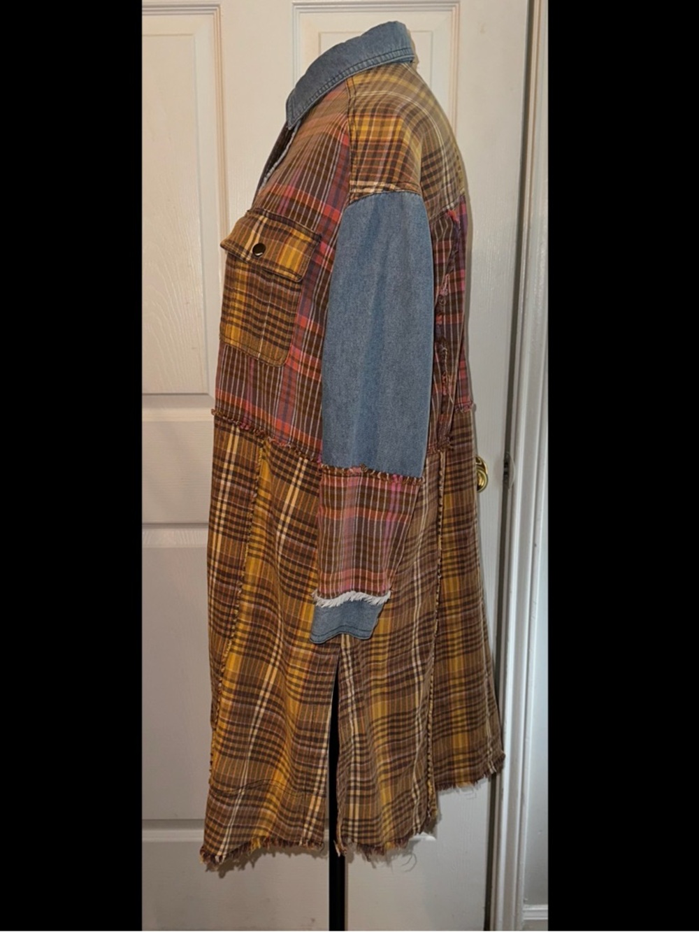 Sedona Plaid Tunic Plaid Duster Shirt Dress S - Picture 7 of 12